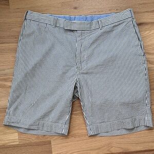 Polo by Ralph Lauren blue/off white striped Searsucker shorts men's waist 36